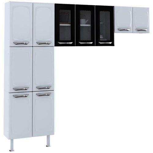 Cozinha Compacta Leblon em Aço 11 Portas Branco/preto - Colormaq