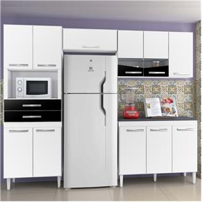 Cozinha Compacta Lívia Branco/Preto - CHF Móveis - Preto