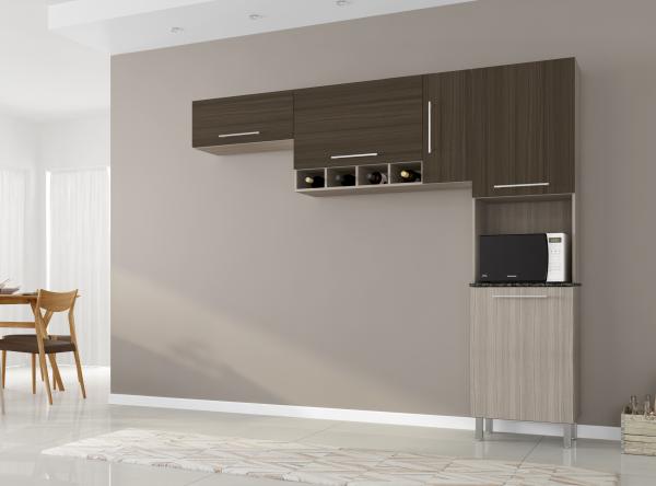 Cozinha Compacta Luna - Rovere/Amêndoa - Poliman