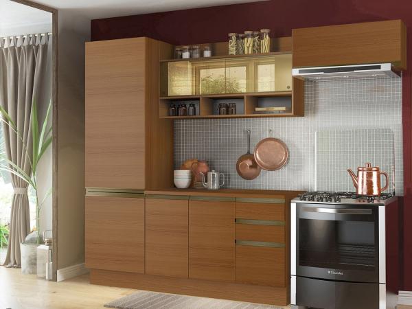 Tudo sobre 'Cozinha Compacta Madesa New Glamy - com Balcão 7 Portas 2 Gavetas com Vidro Reflecta'