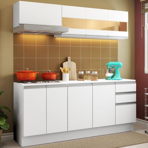 Cozinha Compacta Madesa Smart com Balcão 9 Portas 2 Gavetas 100 MDF
