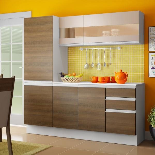 Cozinha Compacta Madesa Smart Modulada com Armário, Balcão e Tampo 100 MDF