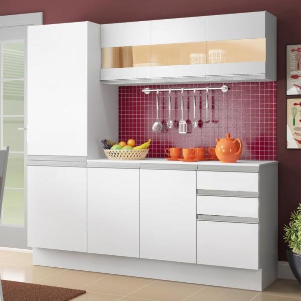 Cozinha Compacta Madesa Smart Modulada com Armário, Balcão e Tampo 100 MDF