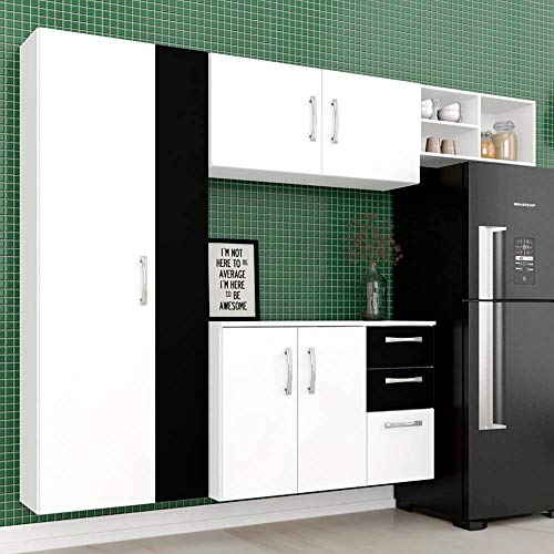 Cozinha Compacta Mirella 4 Peças Branco/preto - Moveis Arapongas Branco/preto