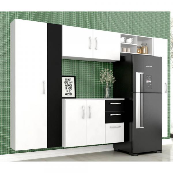 Cozinha Compacta Mirella 5 Peças Branco/preto - Móveis Arapongas Branco/preto - Moveis Arapongas