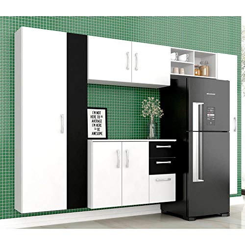 Cozinha Compacta Mirella 5 Peças Branco/preto - Móveis Arapongas Branco/preto
