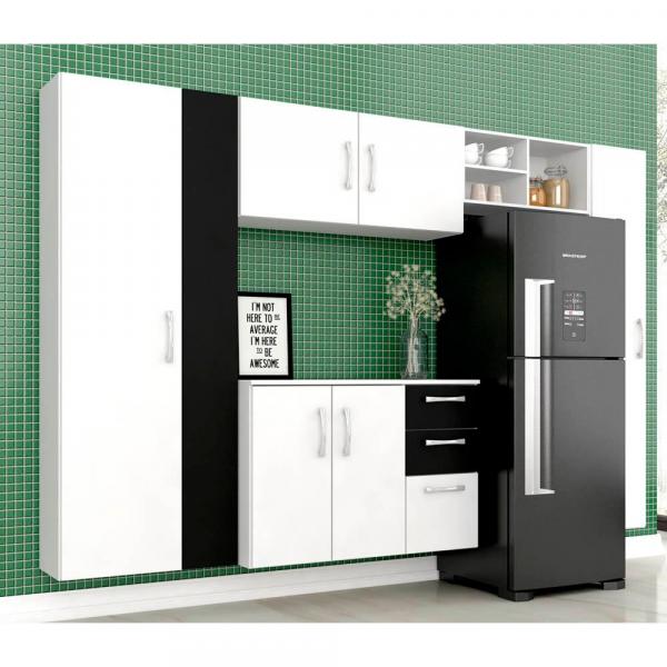 Cozinha Compacta Mirella 5 Peças Branco/preto - Móveis Arapongas - Moveis Arapongas
