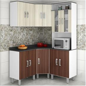 Cozinha Compacta Modulada 5 Peças Branco Amêndoa Rovere Poliman