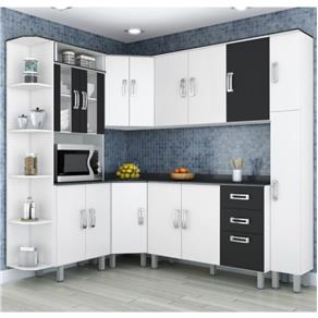 Cozinha Compacta Modulada 7 Peças Branco Poliman - Preto