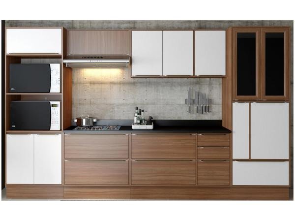 Cozinha Compacta Multimóveis Calábria Nicho para - Forno e Micro-ondas com Balcão 14 Portas 5 Gavetas
