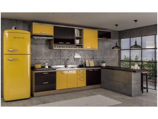 Cozinha Compacta Multimóveis Sicília - com Balcão 10 Portas 5 Gavetas
