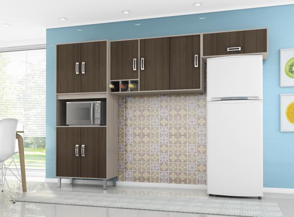 Cozinha Compacta Munique - Rovere/Amêndoa - Poliman