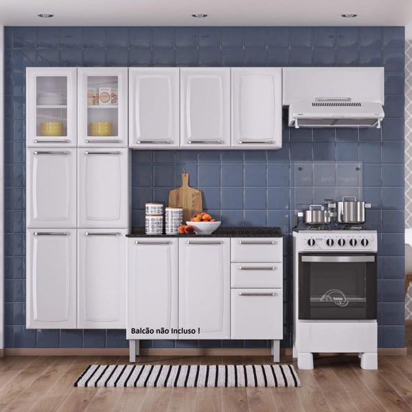 Cozinha Compacta 3 Peças com 2 Portas de Vidro Sem Balcão Luce 2018 Itatiaia Branco