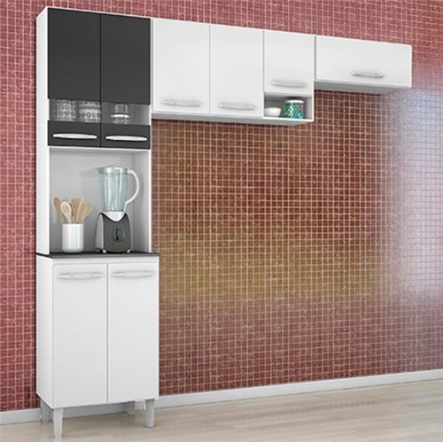 Cozinha Compacta 3 Peças Isadora - Poquema - Branco / Preto