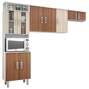 Cozinha Compacta 3 Peças - Poliman Suiça - Branco/Amêndoa/Rovere