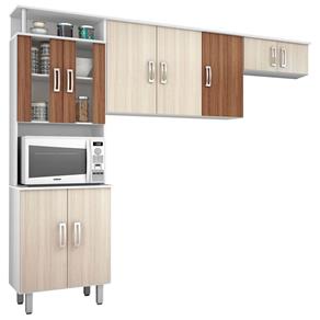 Cozinha Compacta 3 Peças - Poliman Suiça - Branco/Rovere/Amêndoa