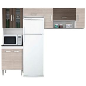 Cozinha Compacta Poquema Manuela A490 com 8 Portas - Amêndoa/Capuccino