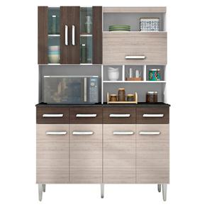 Cozinha Compacta Poquema Melissa A6280 com 7 Portas e 4 Gavetas - Amêndoa/Capucino