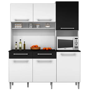 Cozinha Compacta Poquema Valéria A653 com 6 Portas e 2 Gavetas - Branco/Preto