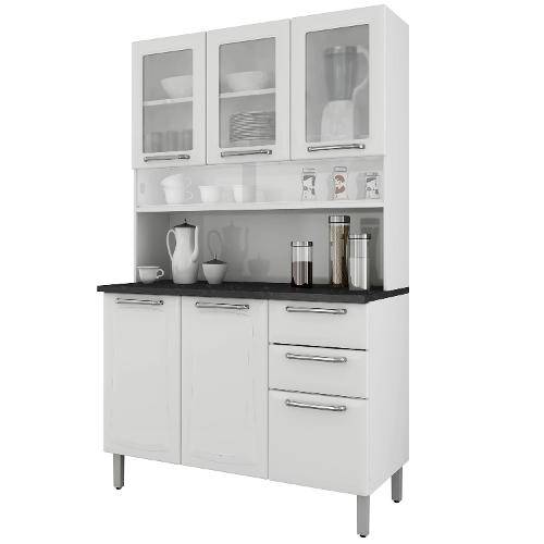 Cozinha Compacta 3 Portas de Vidro Regina Itatiaia I3vg2-120 Branco Neve