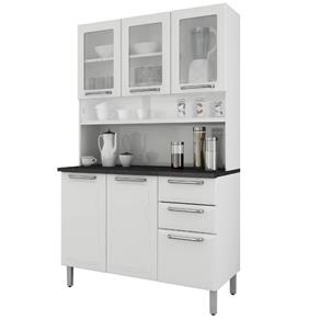 Cozinha Compacta 3 Portas de Vidro Regina Itatiaia I3VG2-120 Branco Neve