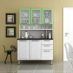 Cozinha Compacta 3 Portas de Vidro Regina Itatiaia I3vg2-120 Branco/Verde Claro