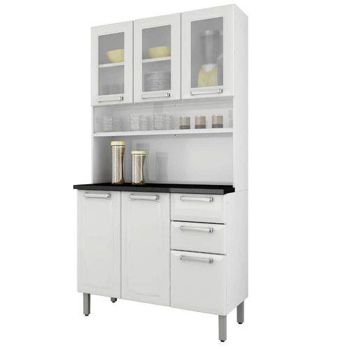 Cozinha Compacta 3 Portas de Vidro Regina Itatiaia I3vg2-105 Branco Neve