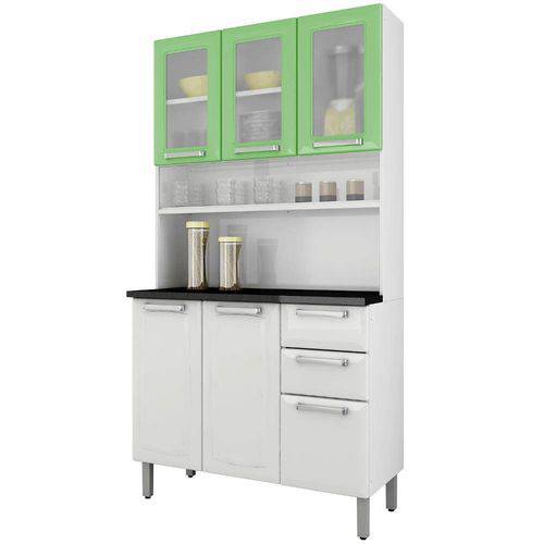 Cozinha Compacta 3 Portas de Vidro Regina Itatiaia I3vg2-105 Branco/Verde Claro