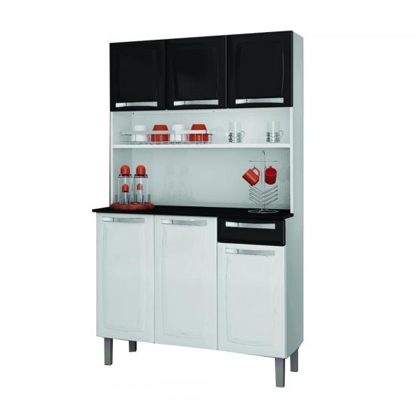 Cozinha Compacta Rose 6 Portas Aço I3G1-105 Branco/Preto 1V - Itatiaia - Itatiaia