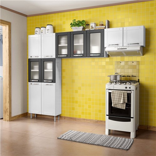 Cozinha Compacta Sem Balcão 3 Peças Múltipla Bertolini Branco/Preto
