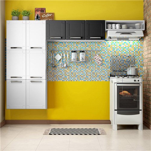 Cozinha Compacta Sem Balcão 3 Peças Múltipla Bertolini Branco/Preto