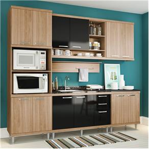 Cozinha Compacta Sem Tampo 12 Portas 5814 Argila/Preto - Multimóveis - Marrom