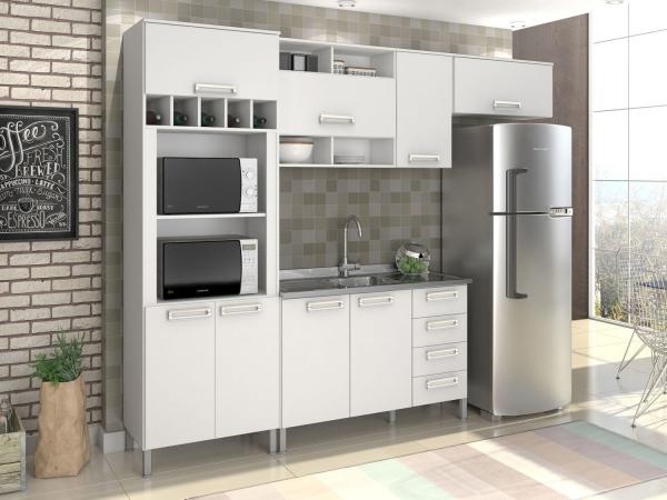 Cozinha Compacta Somopar Letícia - Nicho para Micro-ondas 8 Portas 4 Gavetas