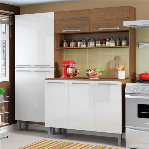 Cozinha Compacta Star Branco/Rustic Armário e Balcão Madesa