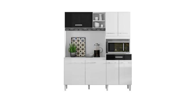 Cozinha Compacta Yara 160 - Branco / Preto - Nicioli