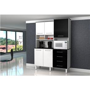 Cozinha Compacta Zanzini com 5 Portas e 4 Gavetas Modelo Splendore - Branco/Preto Lacca