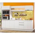 Cozinha Completa 100% Mdf Madesa Smart 250 Cm Modulada Com Balcão E Tampo