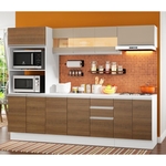 Cozinha Completa 100% Mdf Madesa Smart 250 Cm Modulada Com Balcão E Tampo