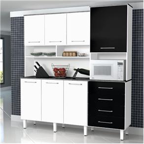 Cozinha Completa 7 Portas Splendore Plus Zanzini Branco/Preto Laca