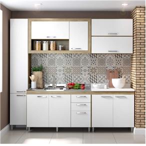 Cozinha Completa com Balcão Sem Tampo 6 Peças 10 Portas Toscana Multimóveis Argila/Branco