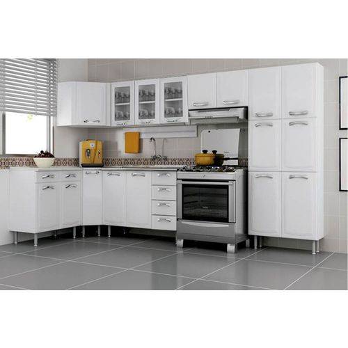 Cozinha Completa Itatiaia Premium Aço C/ 7 Peças (Paneleiro+3 Armários+3 Gabinetes) Kit CZ23- Branco