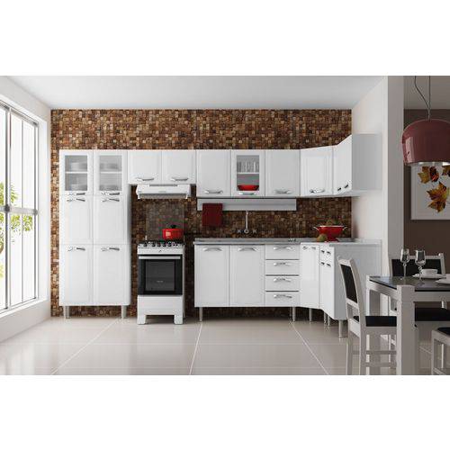 Cozinha Completa Itatiaia Premium Aço C/ 8 Peças (Paneleiro+4 Armários+3 Gabinetes) Kit CZ24- Branco