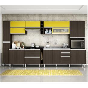 Cozinha Completa Modulada Evidencce Amêndoa Amarelo 11 Módulos Mobile - Amarelo