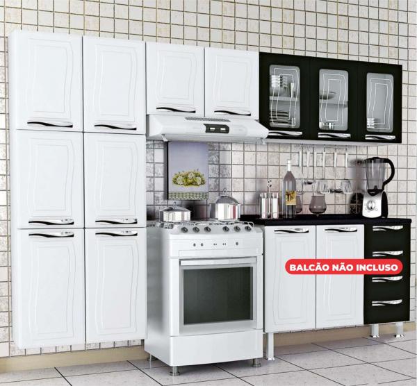 Cozinha em Aço Colormaq Ipanema 3 Peças com 11 Portas - Branco e Preto - Color Visao