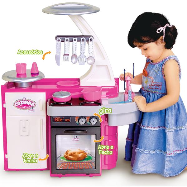 Cozinha Infantil Classic com Fogão Pia Armário 1601 - Cotiplás - Cotiplas