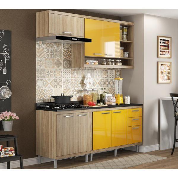 Cozinha Modulada Sicilia Argila Amarelo 04 Modulos Multimoveis - Multimóveis