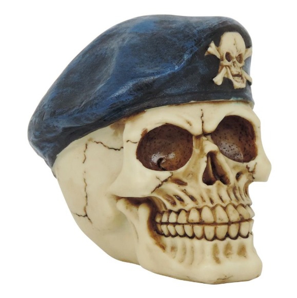 Crânio Caveira Esqueleto Boina Militar Azul Decorativa - MJ-R5102 - Morgadosp
