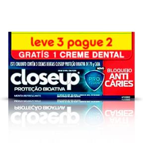 Creme Dental Close Up Proteção Bioativa Leve 3 Pague 2 70g