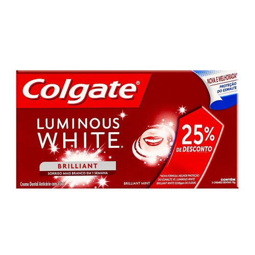 Creme Dental Colgate Luminous White 70g Ganhe 25% de Desconto na 2ª Unidade