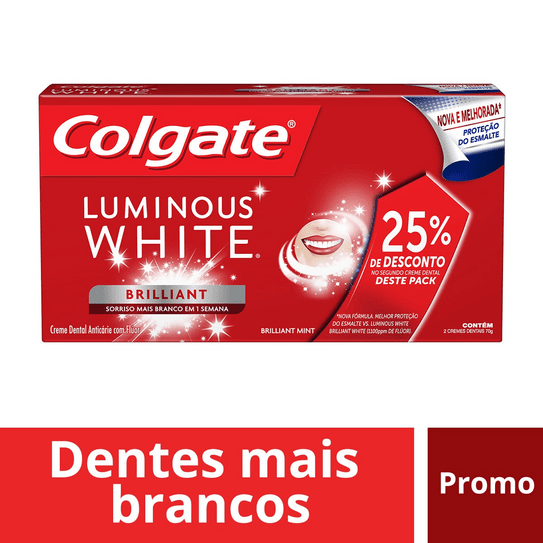 Creme Dental Colgate Luminous White Brilliant Mint 70g Leve o 2º com 25% de Desconto